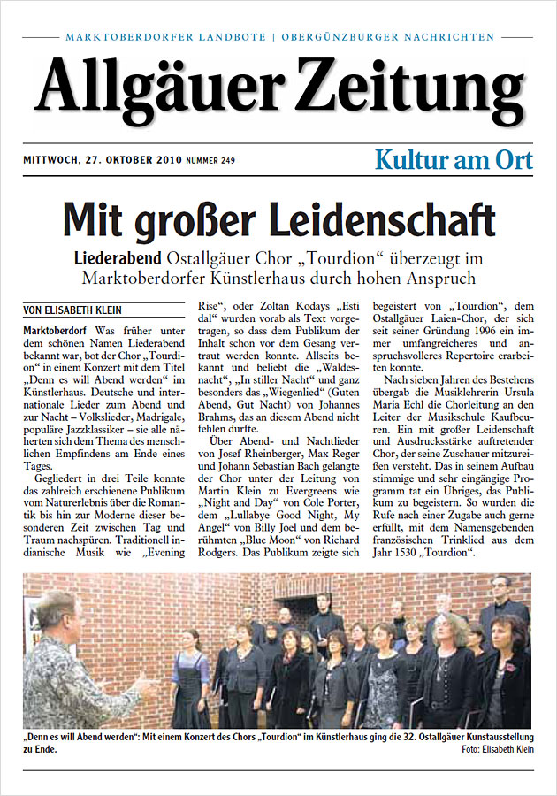 Allgäuer Zeitung vom 27.10.2010